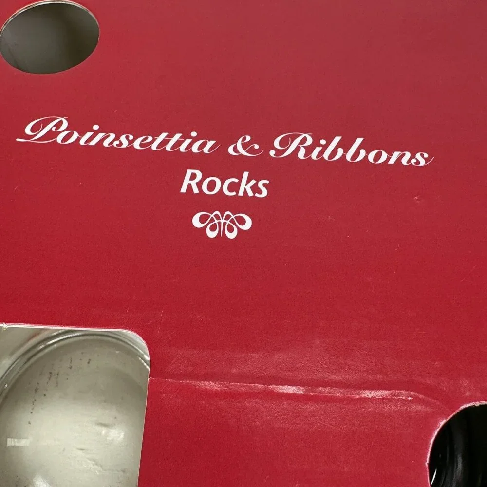 Anchor Hocking POINSETTIA & RIBBONS 89524 Rocks 9oz Whiskey Glasses Set 3 NEW